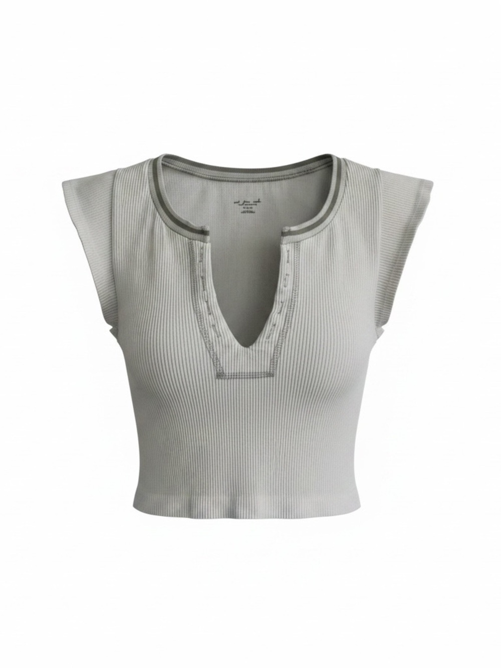 Out from Under Urban Outfitters Ribbed V-Notch Cap Sleeve Crop Top - M/L
